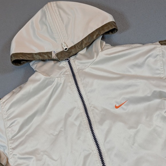 Nike Vinatge Hooded Windbreaker Jacket Size Small Full Zip Fleece Lined